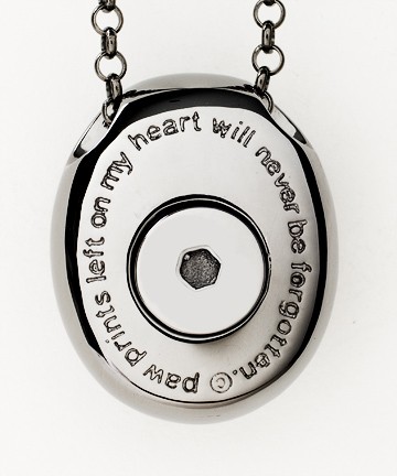 Pet Cremation Jewelry Keepsake Pendant and sealing screw view by Treasured Memories, Inc.