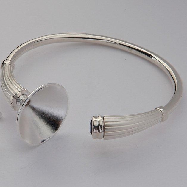 Cremation Bracelet Sterling Silver Diamond Pavé Flute - TM Keepsake | Treasured Memories Cremation Jewelry