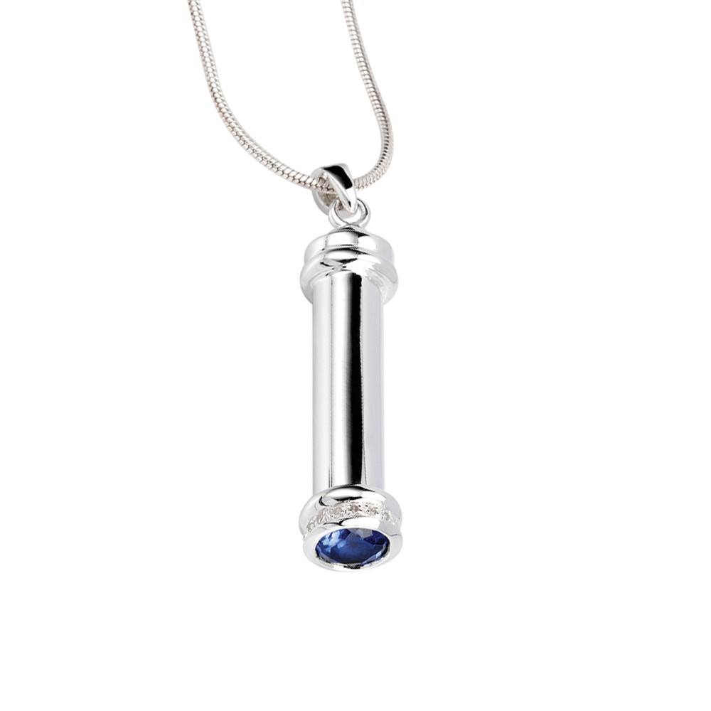 Cremation Pendant Sterling Silver Keepsake Necklace Classic Tube with Birthstone - TM Keepsake | Treasured Memories Cremation Jewelry