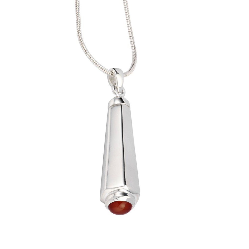 Cremation Jewelry Keepsake Hex Sterling Silver Pendant with Carnelian