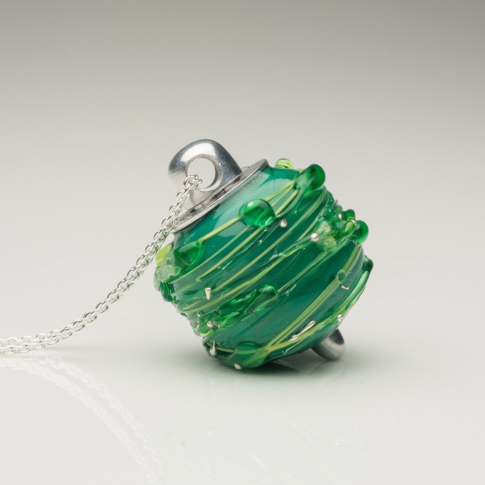 Cremation Jewelry Venetian Murano Glass Keepsake Pendant – Opaque Green - TM Keepsake | Treasured Memories Cremation Jewelry
